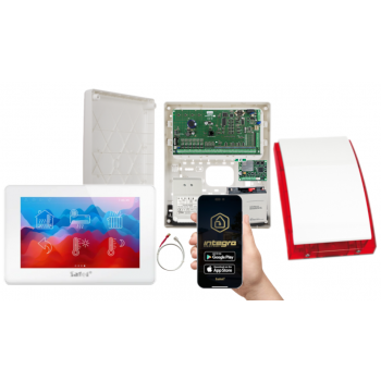 ZESTAW ALARMOWY SATEL INTEGRA 64 + INT-TSH2-W + OPU-3P + AWT682 + 17Ah + INT-GSM LTE + SYRENA SP-4001R